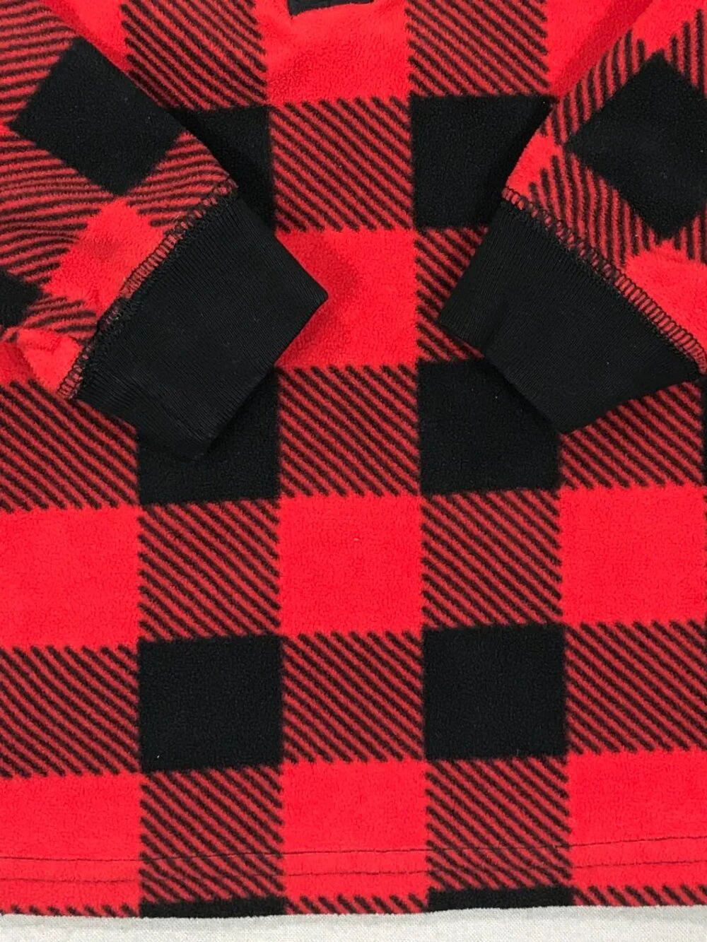 Carter's Sweater Boys 4T Red Black Buffalo Plaid Logo Fleece Pullover Button LS